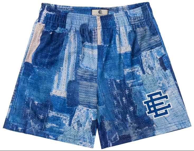 [EE0000165] MENS ERIC EMANUEL EE BASIC SHORT BLUE BORO PATCHWORK SS23