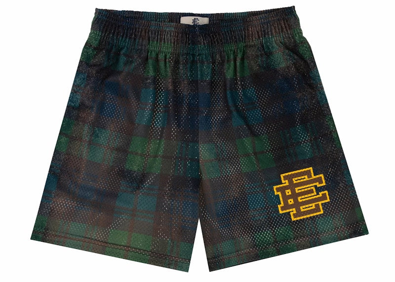 [SHPLDMSH-GRNBRN] MENS ERIC EMANUEL EE SHORTS PLAID PATTERN SS24