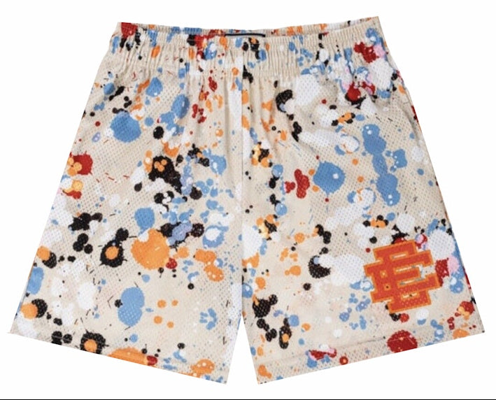 [EE000075] MENS ERIC EMANUEL EE BASIC SHORT WHITE SPLATTER FW23