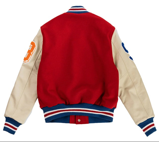 [VJCORWOO-REDYEL] MENS ERIC EMANUEL EE VARSITY LETTERMAN WOOL/LEATHER JACKET SS24