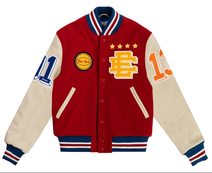 [VJCORWOO-REDYEL] MENS ERIC EMANUEL EE VARSITY LETTERMAN WOOL/LEATHER JACKET SS24