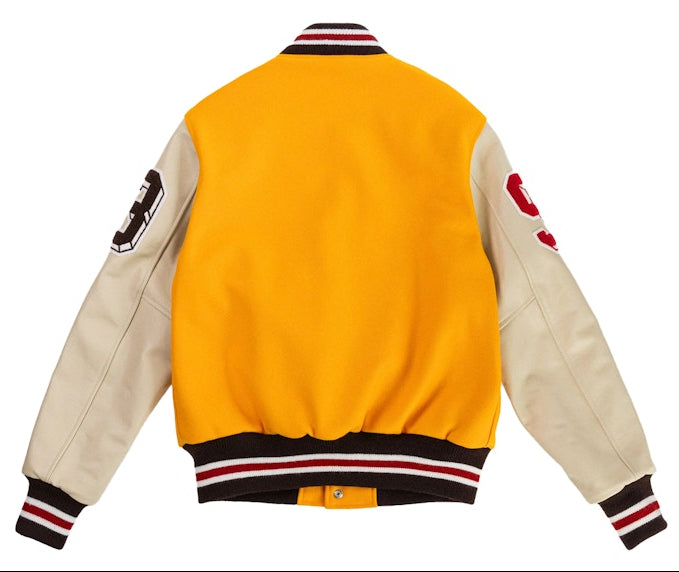 [VJCORWOO-YELRED] MENS ERIC EMANUEL EE VARSITY LETTERMAN WOOL/LEATHER JACKET SS24