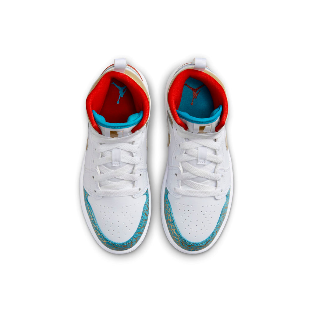 [FB2210-100] Preschool Air Jordan RETRO 1 MID 'SNEAKER SCHOOL NC TO CHICAGO (PS)'