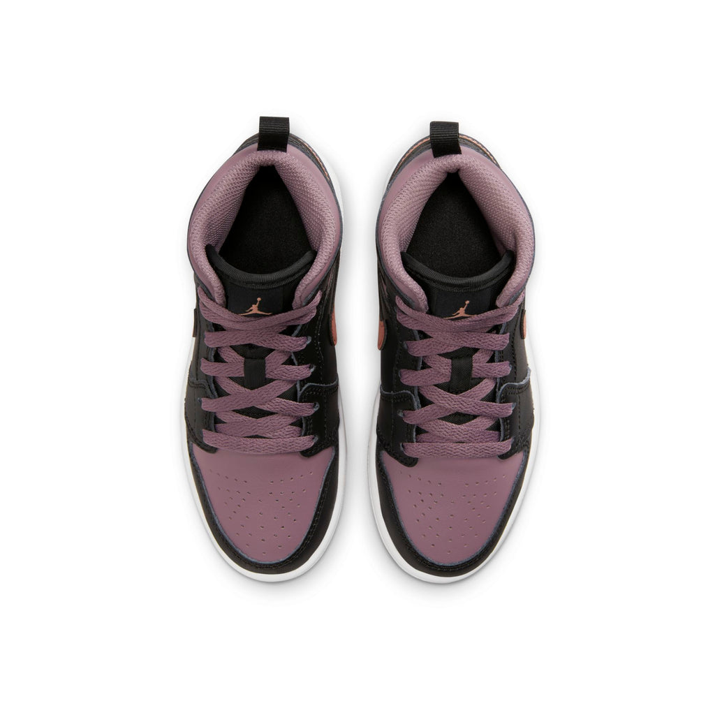 [FB9910-008] Preschool Air Jordan Retro 1 Mid SE 'Black Sky J Mauve' (PS)