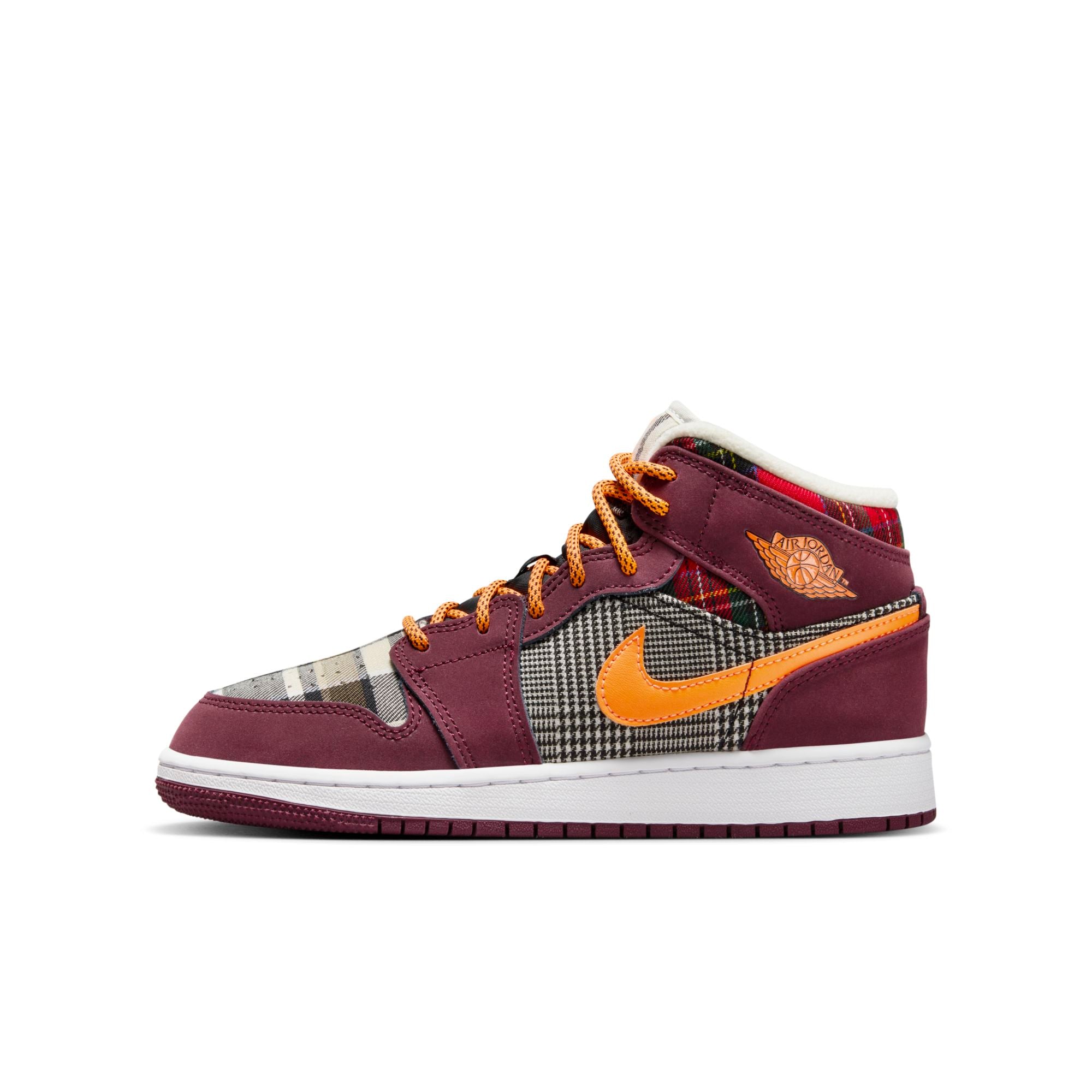 [FD5460-608] Grade School Air Jordan RETRO 1 MID SE 'PLAID (GS)'