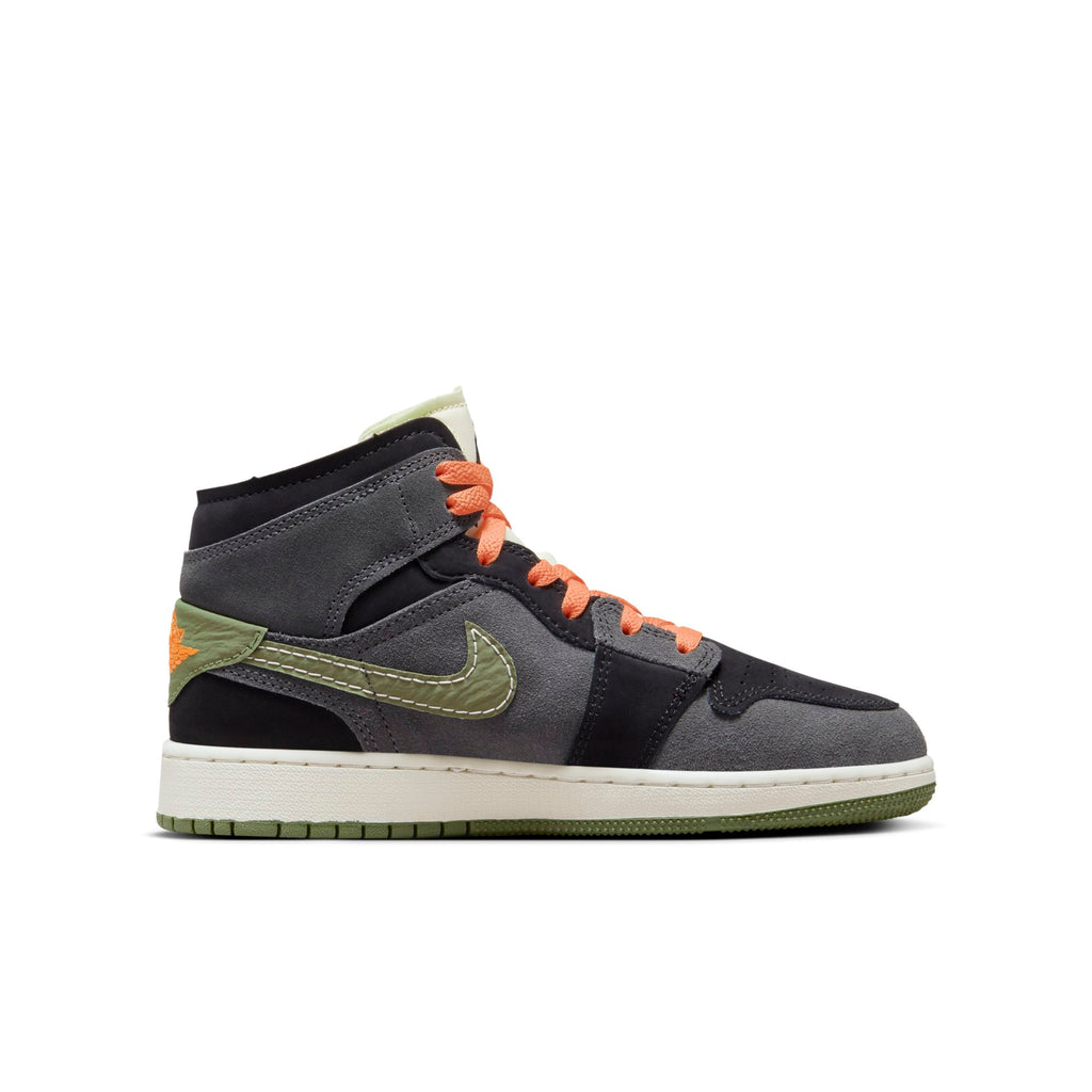 [FD5847-003] Grade School Air Jordan RETRO 1 MID SE 'CRAFT ANTHRACITE LIGHT OLIVE (GS)'