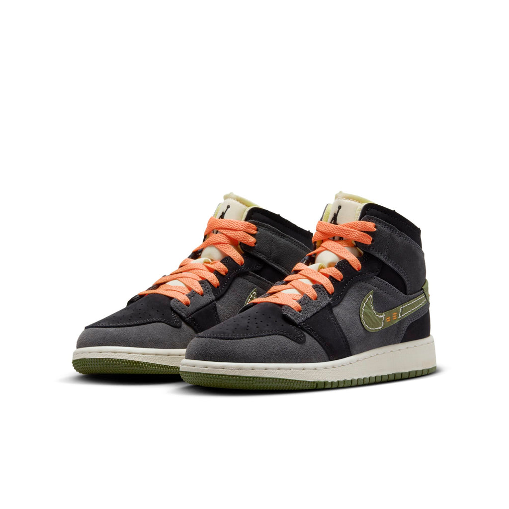 [FD5847-003] Grade School Air Jordan RETRO 1 MID SE 'CRAFT ANTHRACITE LIGHT OLIVE (GS)'