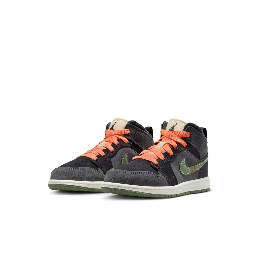 [FD9094-003] Preschool Air Jordan Retro 1 Mid SE Craft 'Anthracite Sky J Light Olive' (PS)