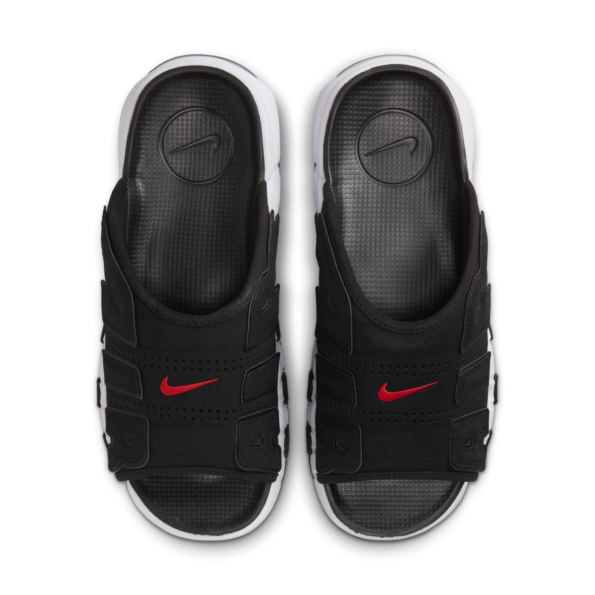 [FJ2707-001] Mens Nike AIR MORE UPTEMPO SLIDE 'BLACK WHITE RED'