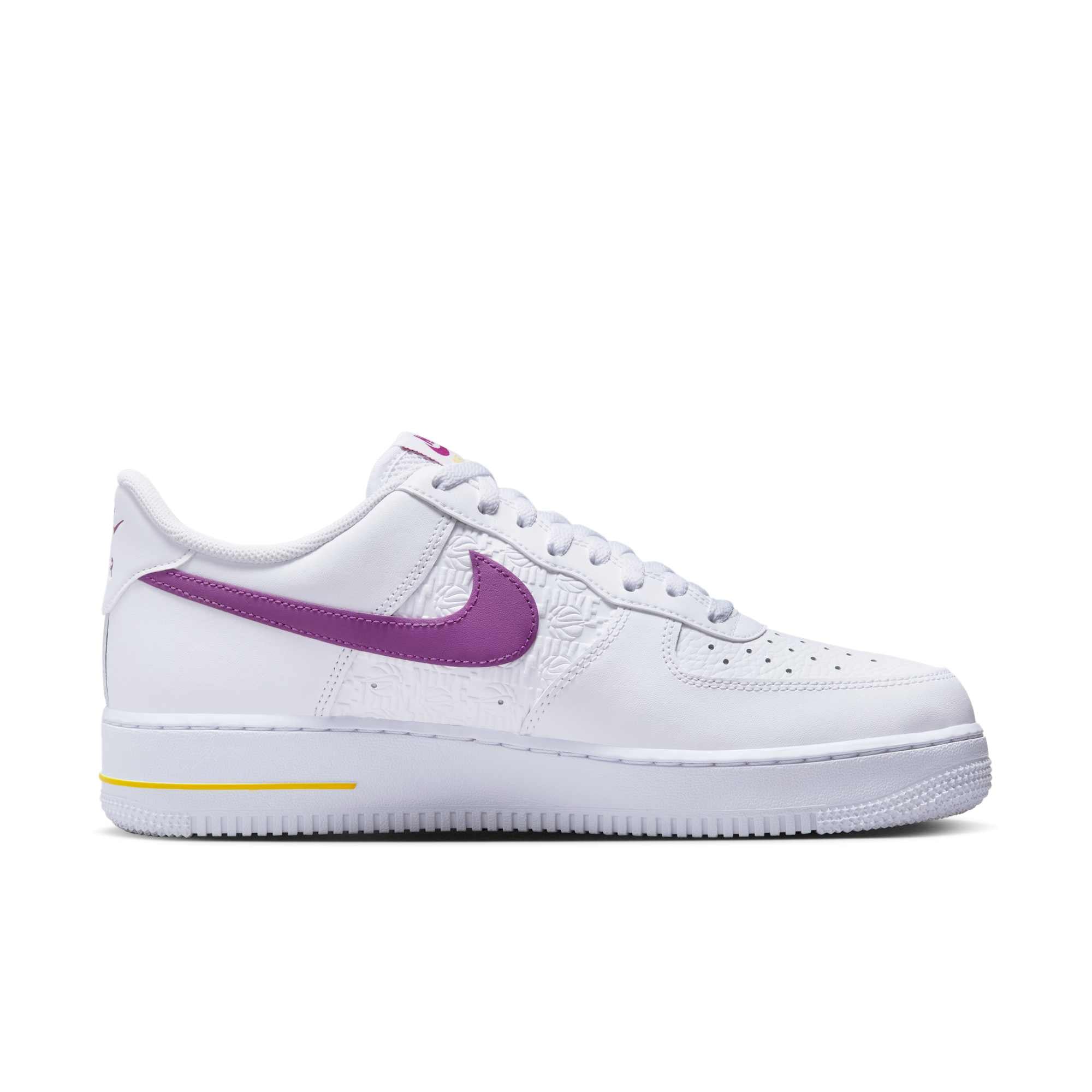 [FJ4209-100] MENS NIKE AIR FORCE 1 '07 'EMBOSSED HOOPS - LAKERS'