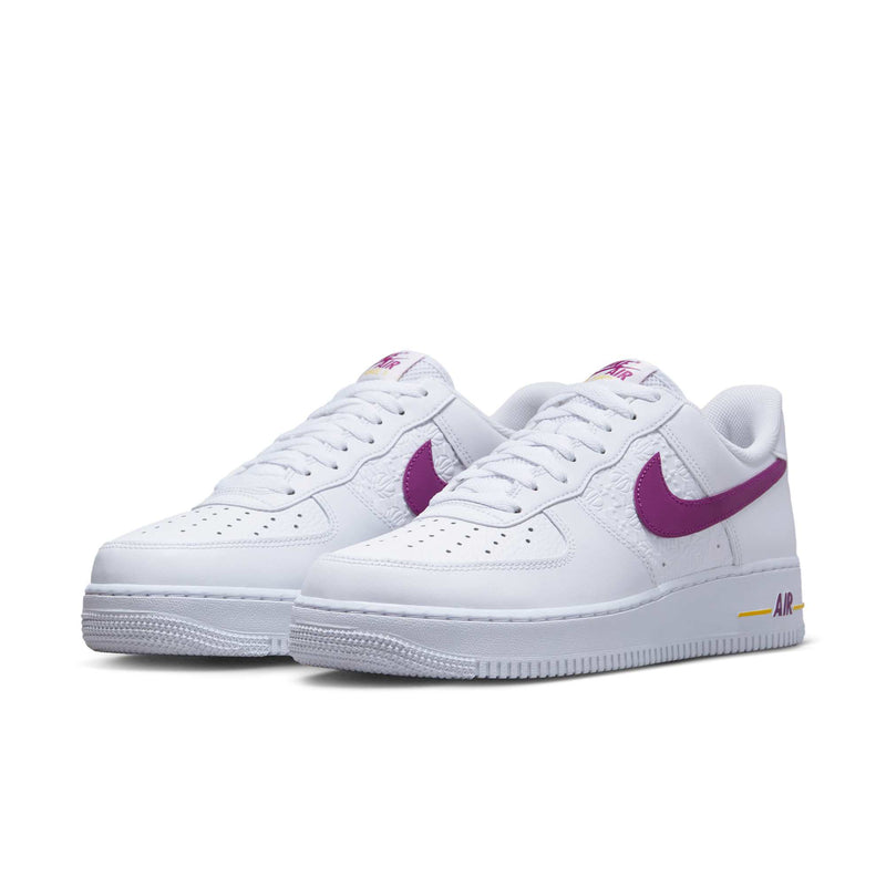 [FJ4209-100] MENS NIKE AIR FORCE 1 '07 'EMBOSSED HOOPS - LAKERS'