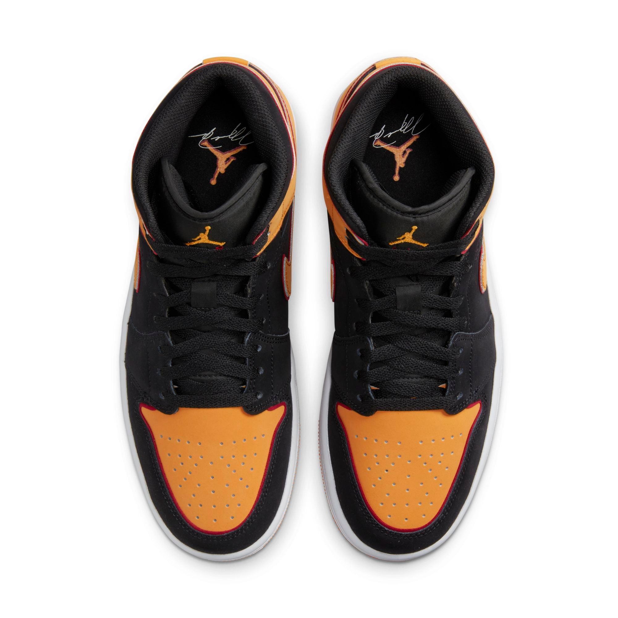 [FJ4923-008] Mens Air Jordan RETRO 1 MID 'FAT TONGUE BLACK ORANGE'