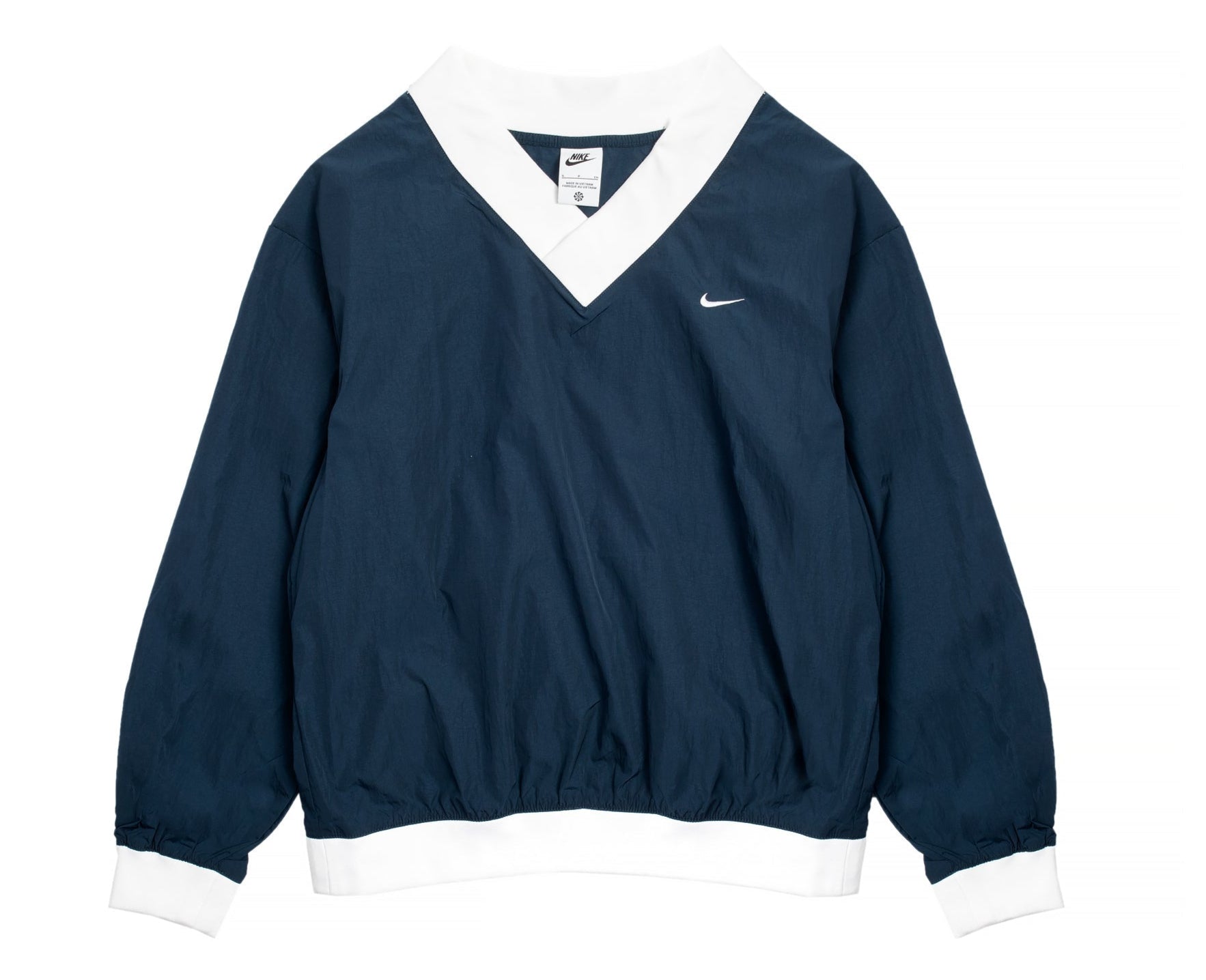[FV7649-480] Womens Nike SPORTSWEAR ESSENTIAL CONTRAST-TRIM WOVEN V-NECK TOP