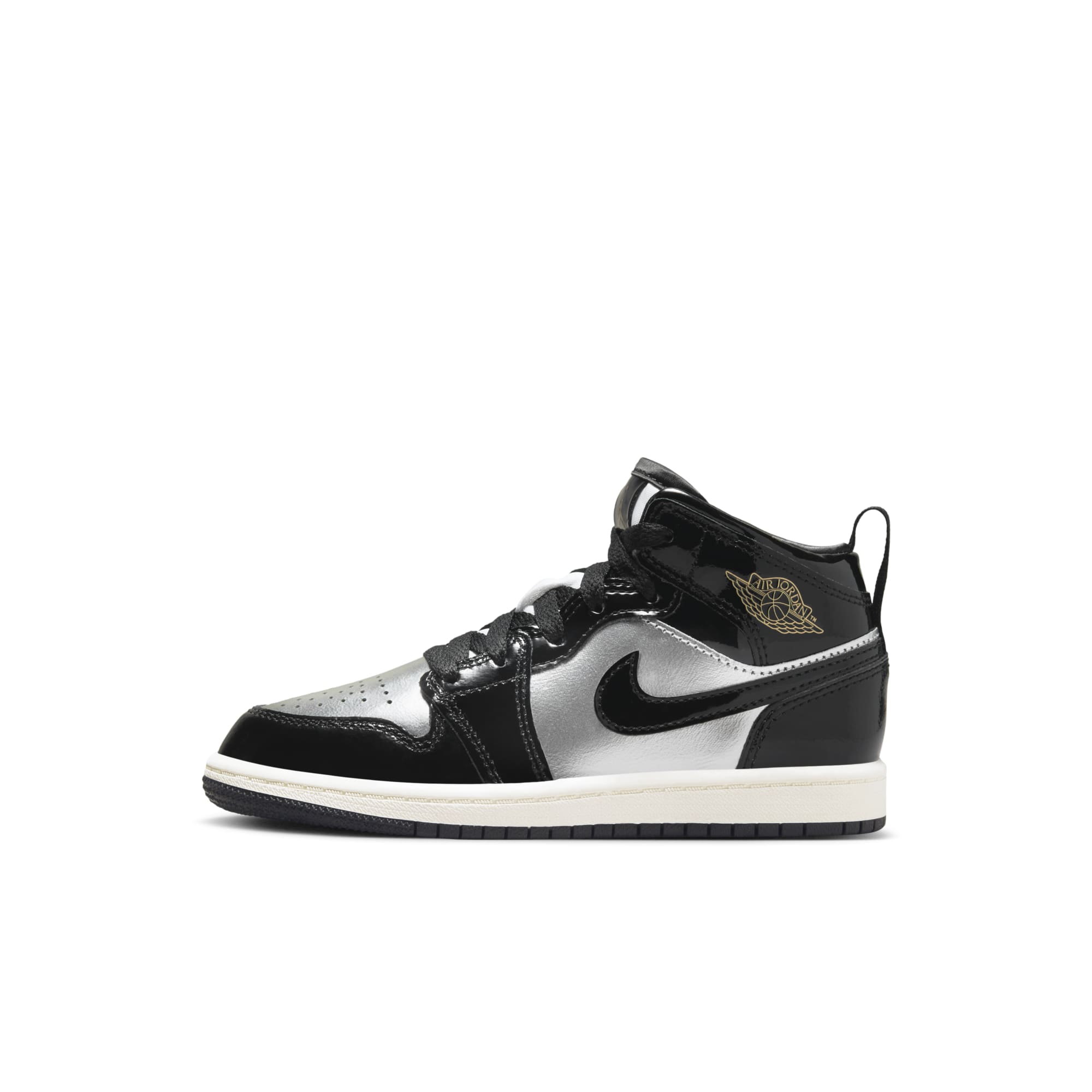 [FZ3937-001] PRESCHOOL AIR JORDAN RETRO 1 MID SE 'BLACK METALLIC SILVER SAIL METALLIC GOLD' (PS)