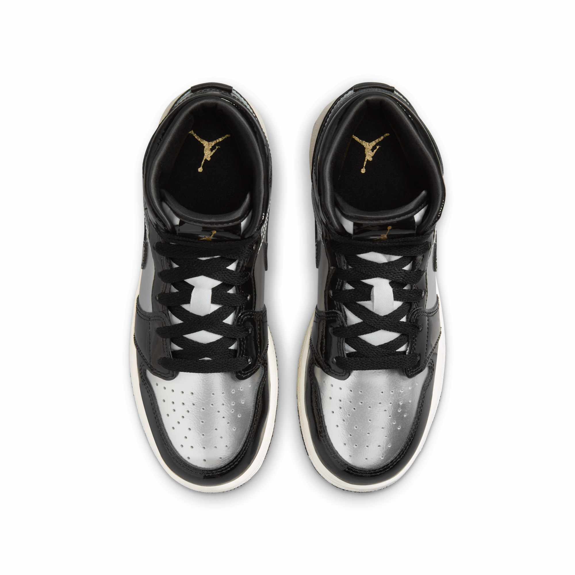 [FZ3938-001] GRADE SCHOOL AIR JORDAN RETRO 1 MID SE 'BLACK METALLIC SILVER SAIL METALLIC GOLD' (GS)