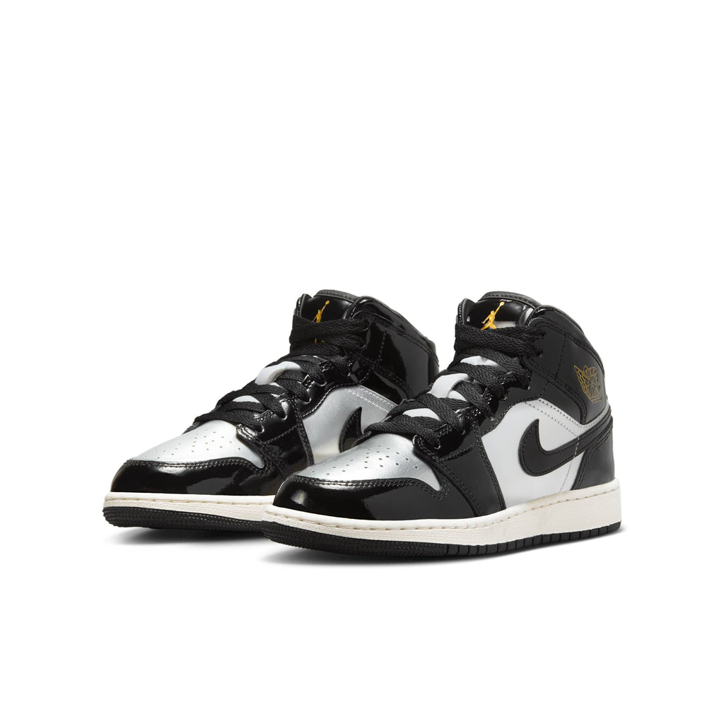 [FZ3938-001] GRADE SCHOOL AIR JORDAN RETRO 1 MID SE 'BLACK METALLIC SILVER SAIL METALLIC GOLD' (GS)