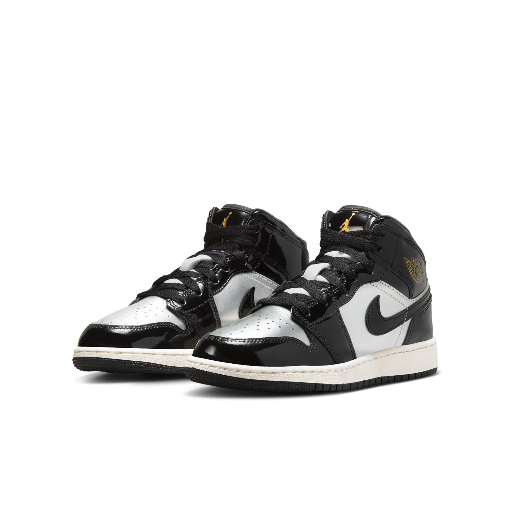 [FZ3938-001] GRADE SCHOOL AIR JORDAN RETRO 1 MID SE 'BLACK METALLIC SILVER SAIL METALLIC GOLD' (GS)