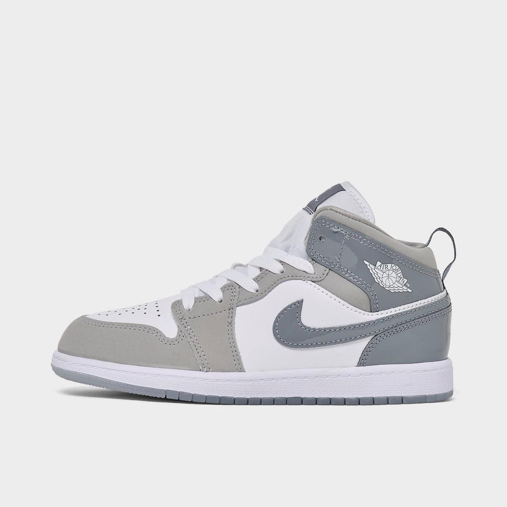 [HF3194-100] PRESCHOOL AIR JORDAN RETRO 1 MID SE 'WHITE COOL GREY'