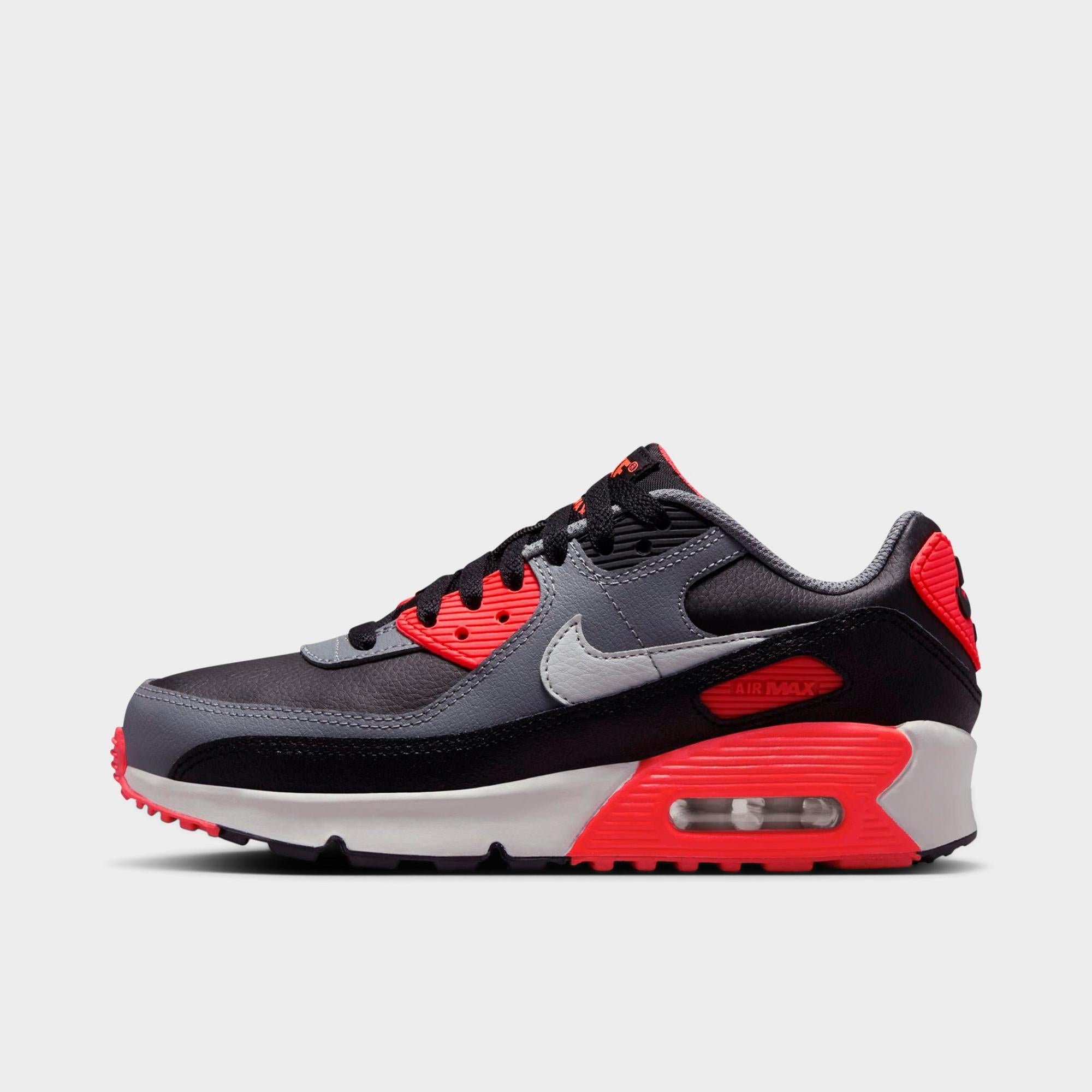 [HF6358-005] GRADE SCHOOL NIKE AIR MAX 90 'BLACK COOL GREY BRIGHT CRIMSON PHOTON DUST (GS)'