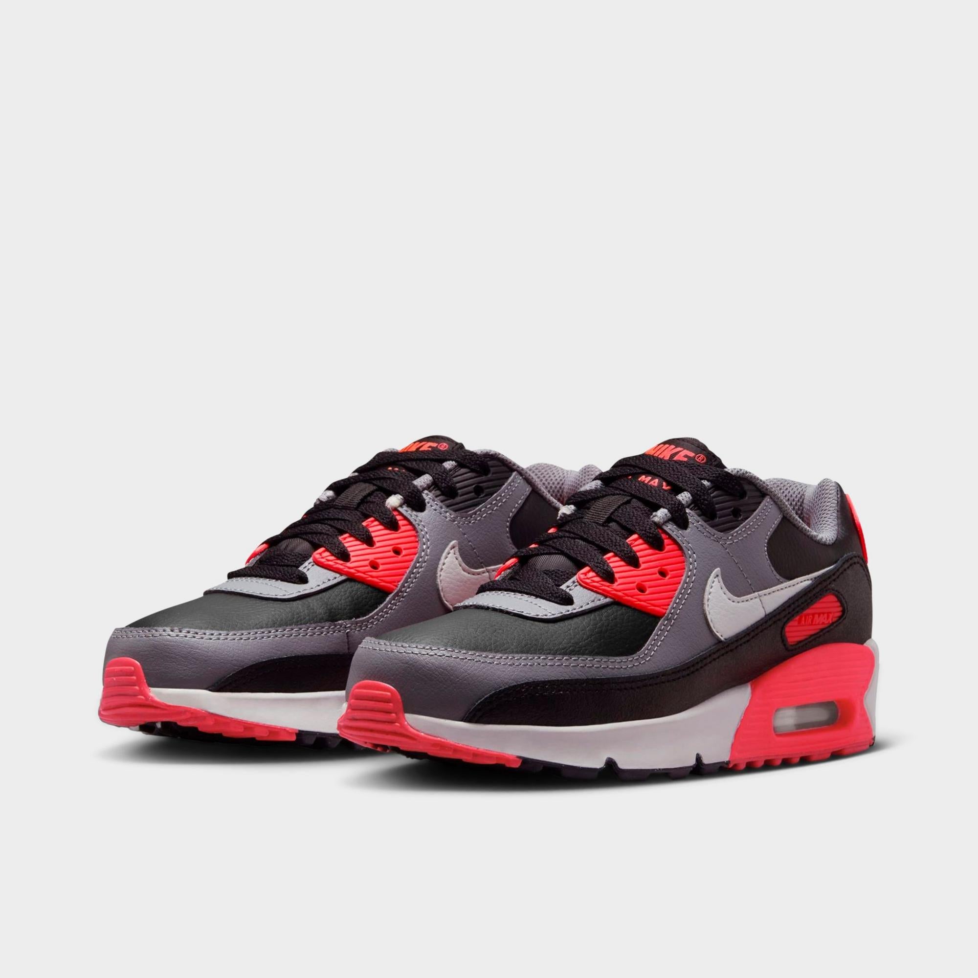 [HF6358-005] GRADE SCHOOL NIKE AIR MAX 90 'BLACK COOL GREY BRIGHT CRIMSON PHOTON DUST (GS)'