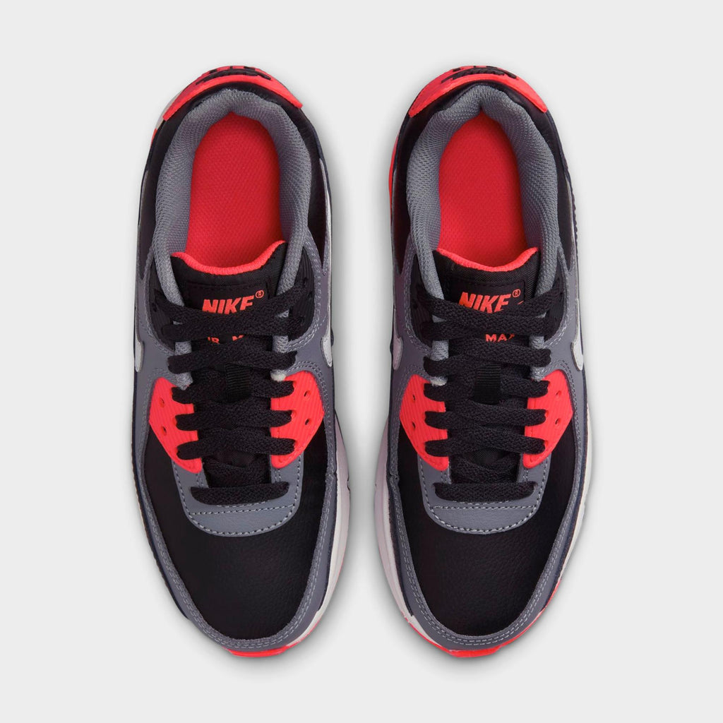 [HF6358-005] GRADE SCHOOL NIKE AIR MAX 90 'BLACK COOL GREY BRIGHT CRIMSON PHOTON DUST (GS)'