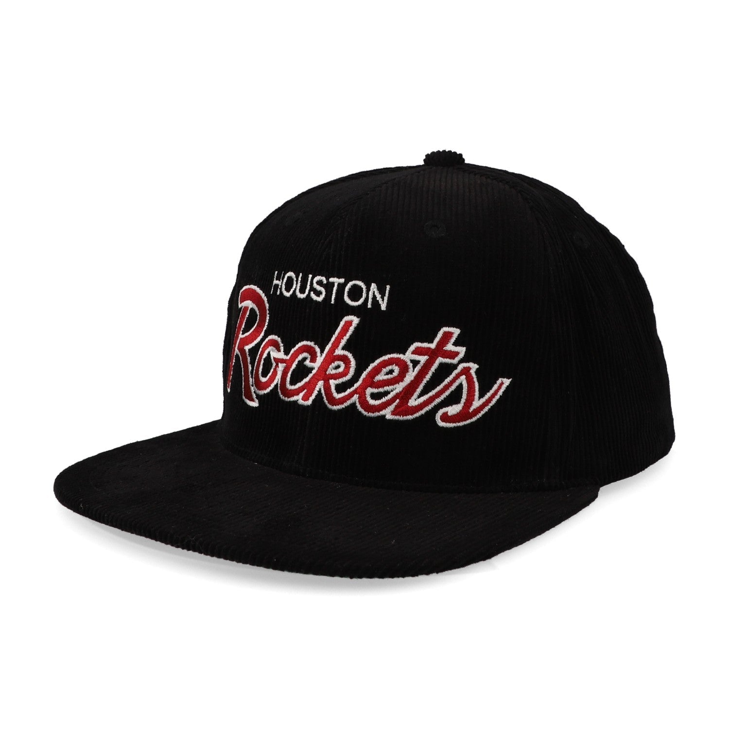 MENS MITCHELL & NESS NBA CORD SCRIPT SNAPBACK HWC ROCKETS - BLACK