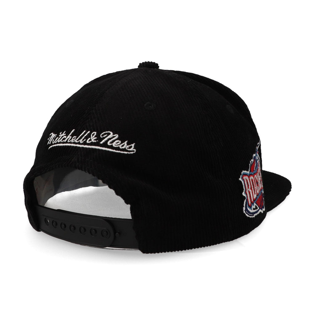MENS MITCHELL & NESS NBA CORD SCRIPT SNAPBACK HWC ROCKETS - BLACK