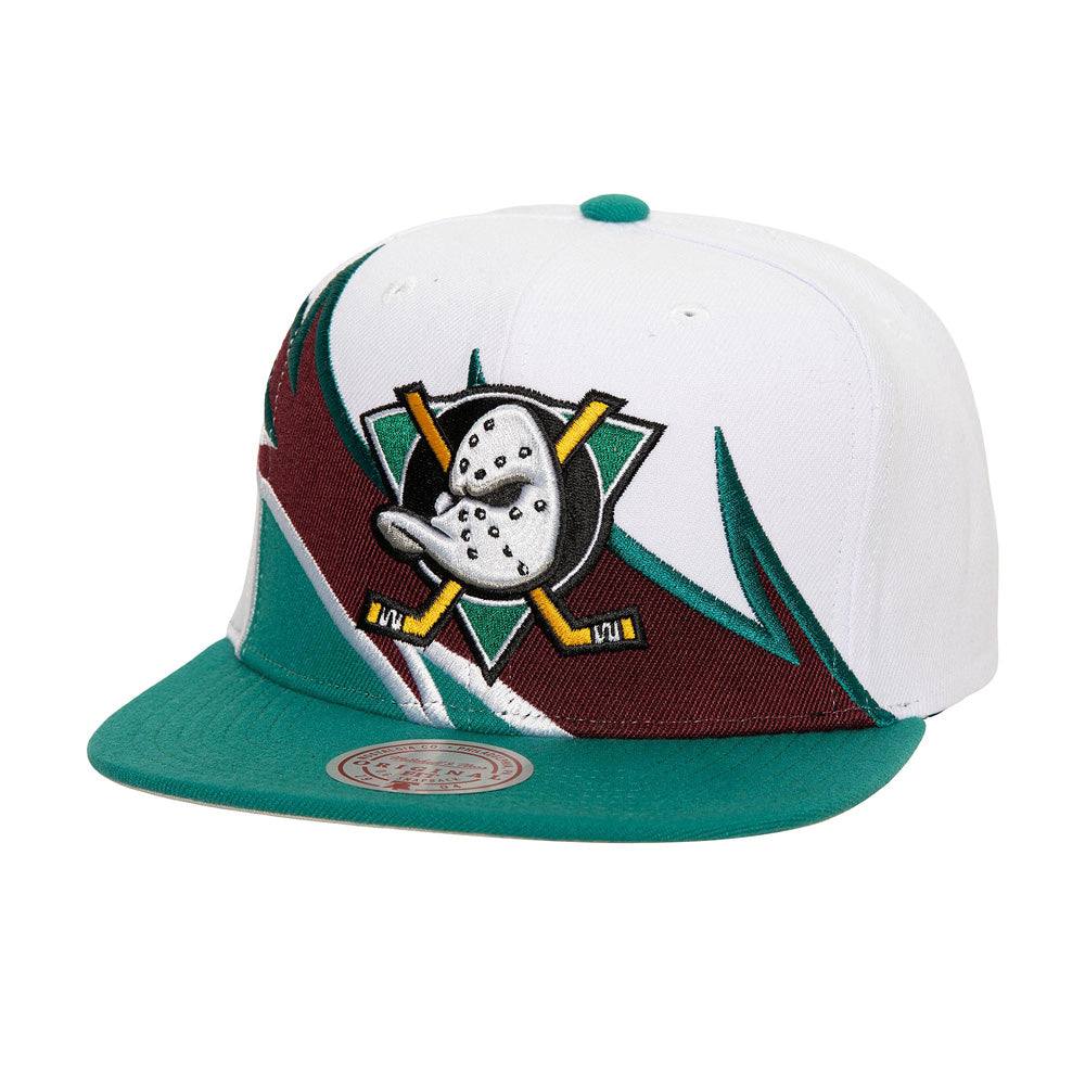 MENS MITCHELL & NESS NHL WAVERUNNER SNAPBACK VNTG DUCKS - WHITE