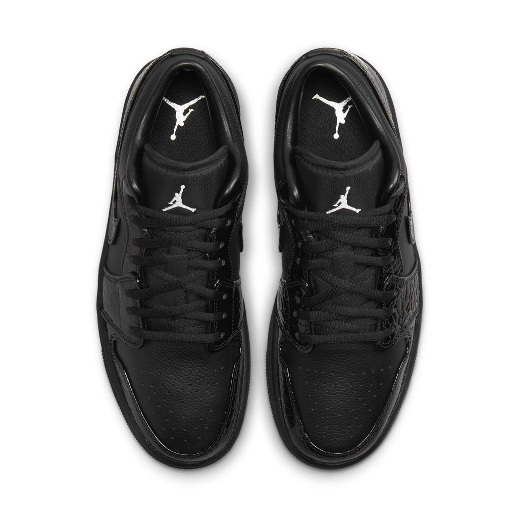 [HJ7743-010] Womens Air Jordan Retro 1 LOW SE 'Patent Elephant Black'