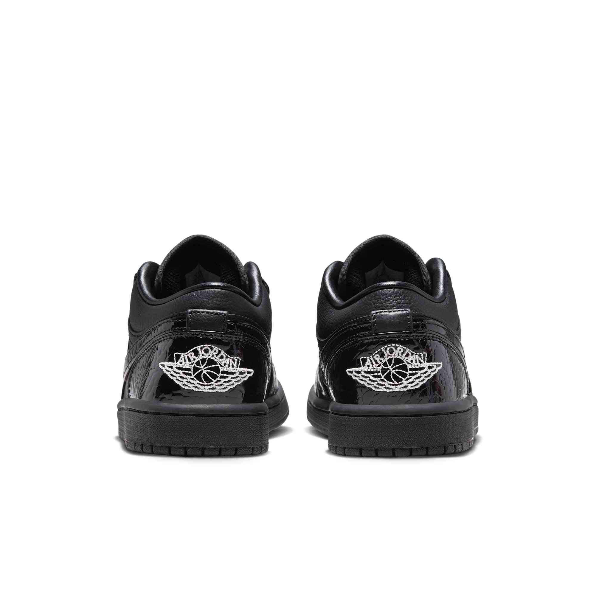 [HJ7743-010] Womens Air Jordan Retro 1 LOW SE 'Patent Elephant Black'