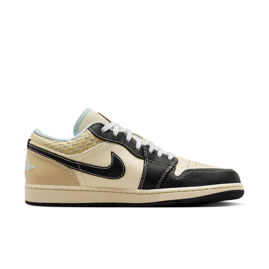 [HQ3437-101] Mens Air Jordan RETRO 1 LOW SE 'COCONUT MILK BLACK MUSLIN'