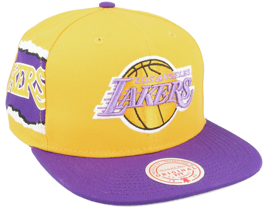 MENS MITCHELL & NESS NBA JUMBOTRON SNAPBACK HWC LAKERS - YELLOW-PURPLE