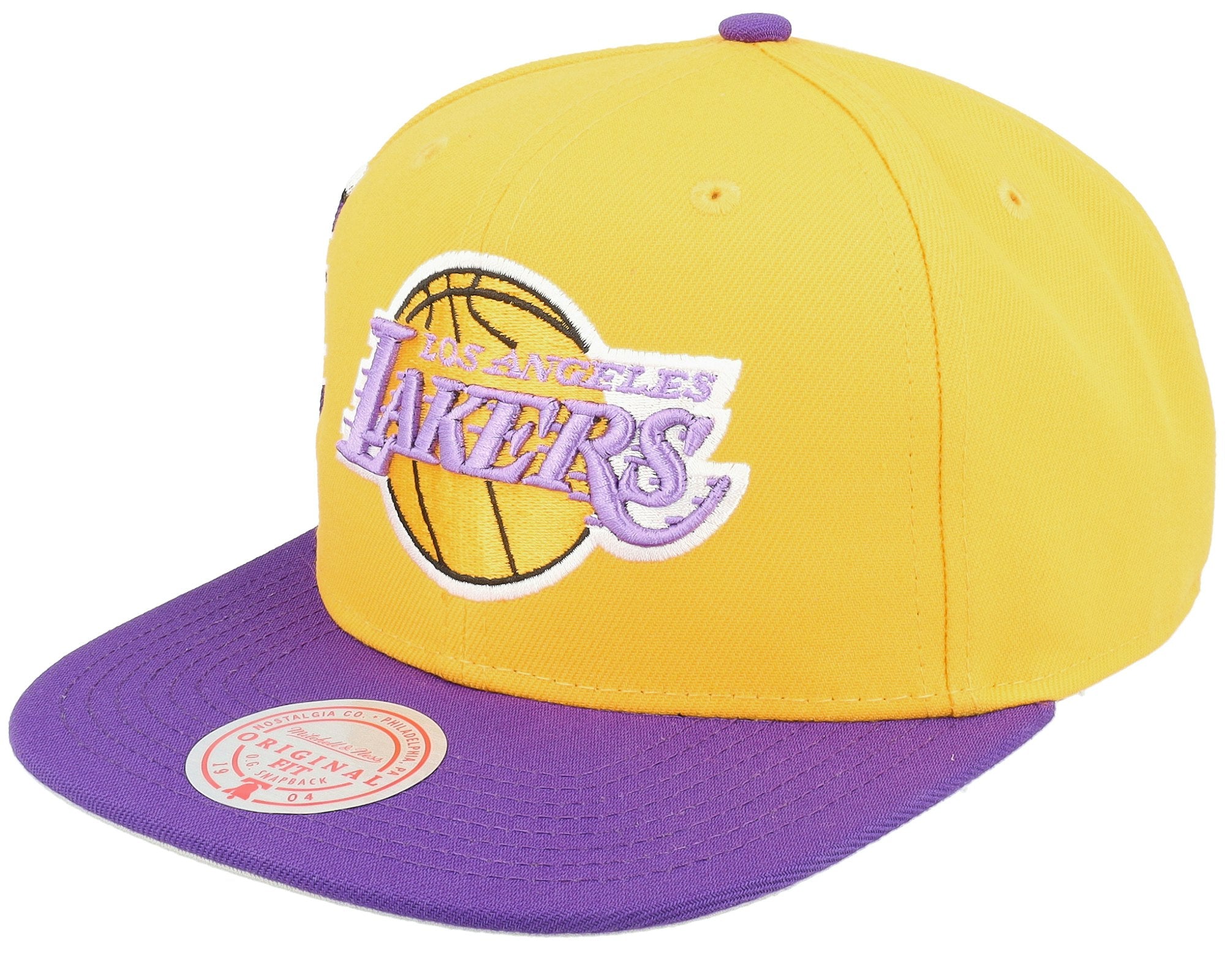 MENS MITCHELL & NESS NBA JUMBOTRON SNAPBACK HWC LAKERS - YELLOW-PURPLE