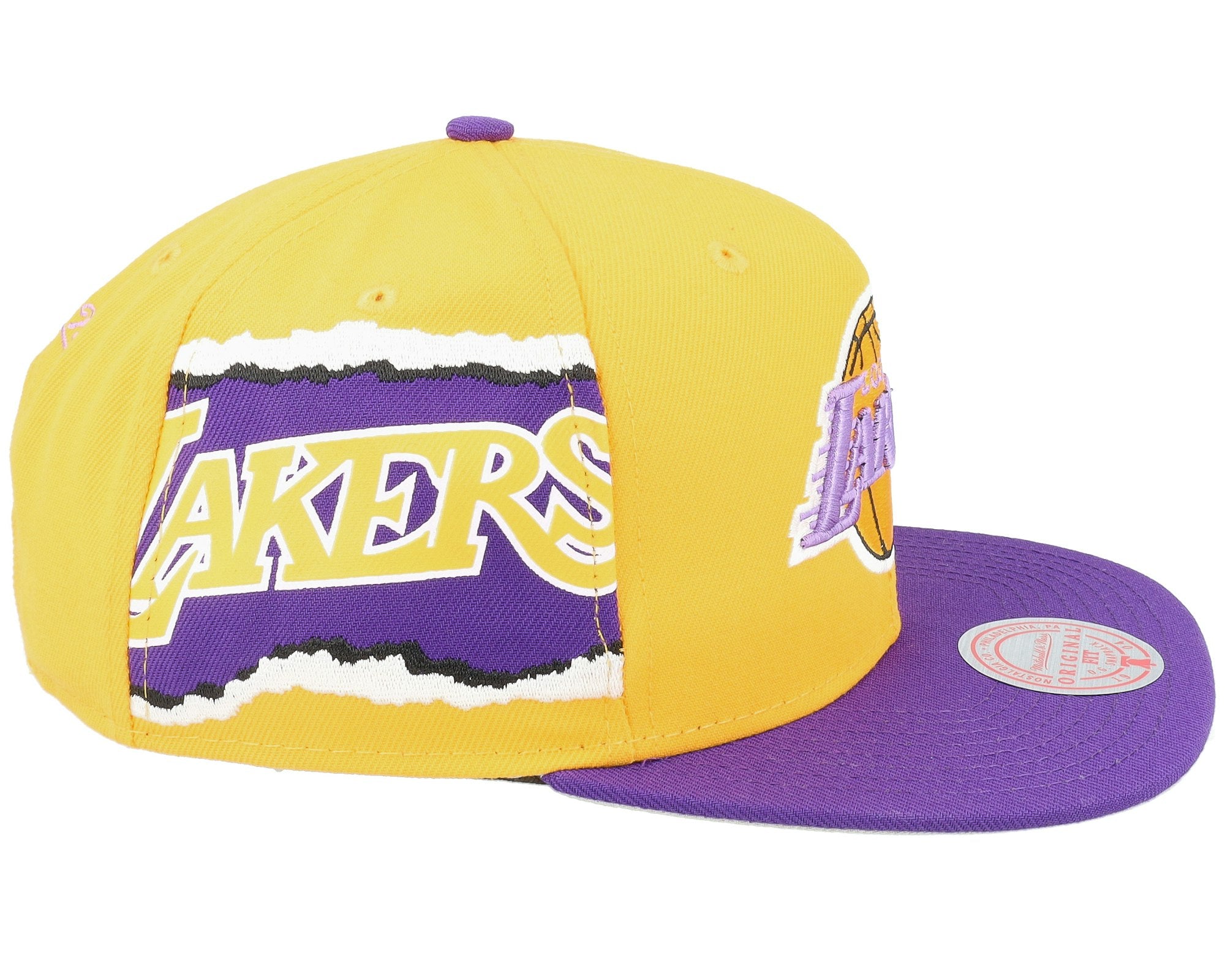 MENS MITCHELL & NESS NBA JUMBOTRON SNAPBACK HWC LAKERS - YELLOW-PURPLE