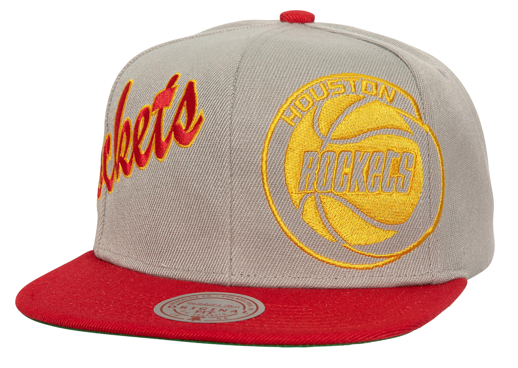 [HS8041-HROGREY] MENS MITCHELL & NESS NBA KNOCK OUT PANEL SNAPBACK HWC ROCKETS