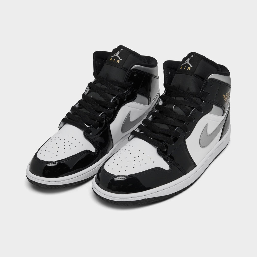 [HV0789-010] MENS AIR JORDAN RETRO 1 MID SE 'PATENT BLACK WHITE'