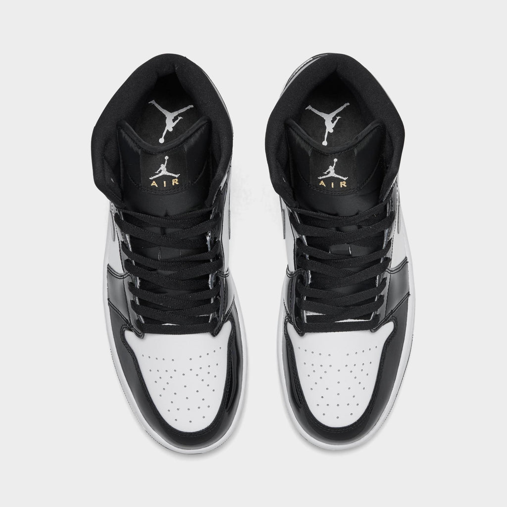 [HV0789-010] MENS AIR JORDAN RETRO 1 MID SE 'PATENT BLACK WHITE'