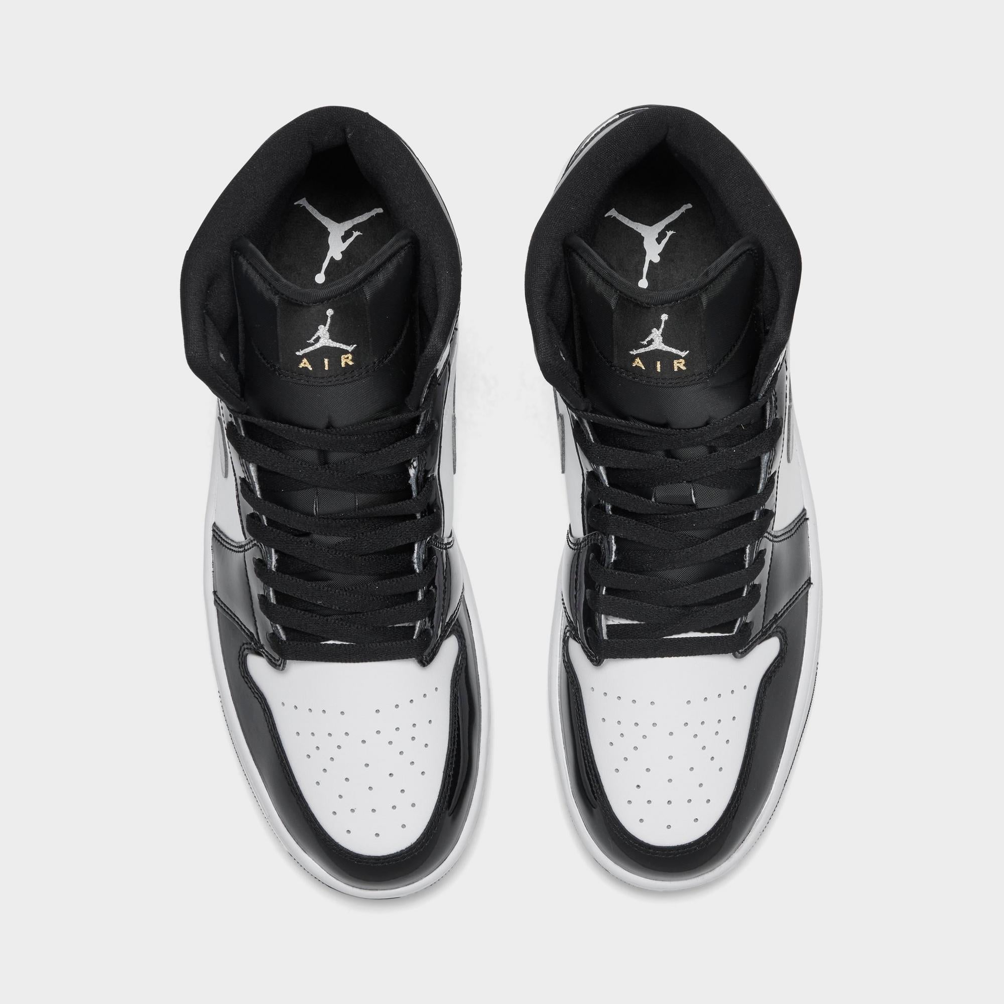 [HV0789-010] MENS AIR JORDAN RETRO 1 MID SE 'PATENT BLACK WHITE'