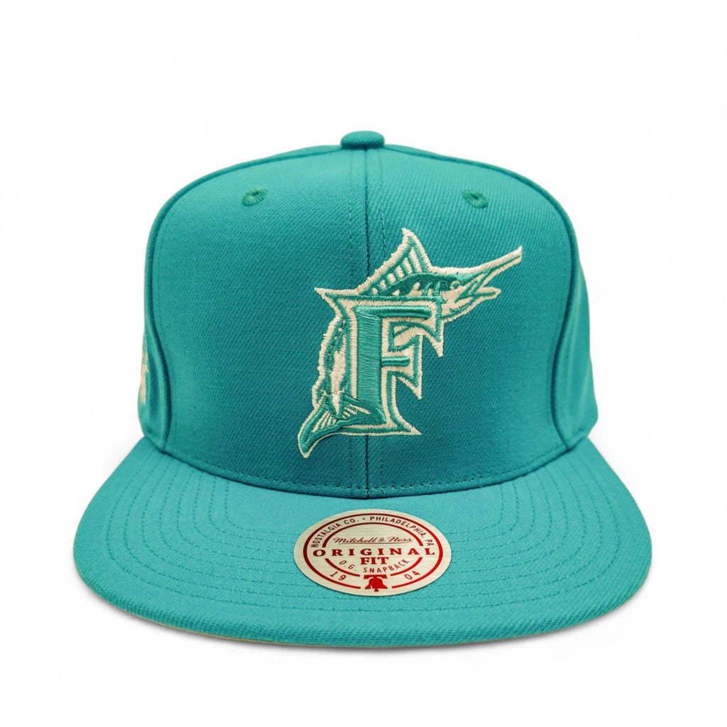 MENS MITCHELL & NESS MLB BACK TO BASICS SNAPBACK COOP MARLINS - TEAL