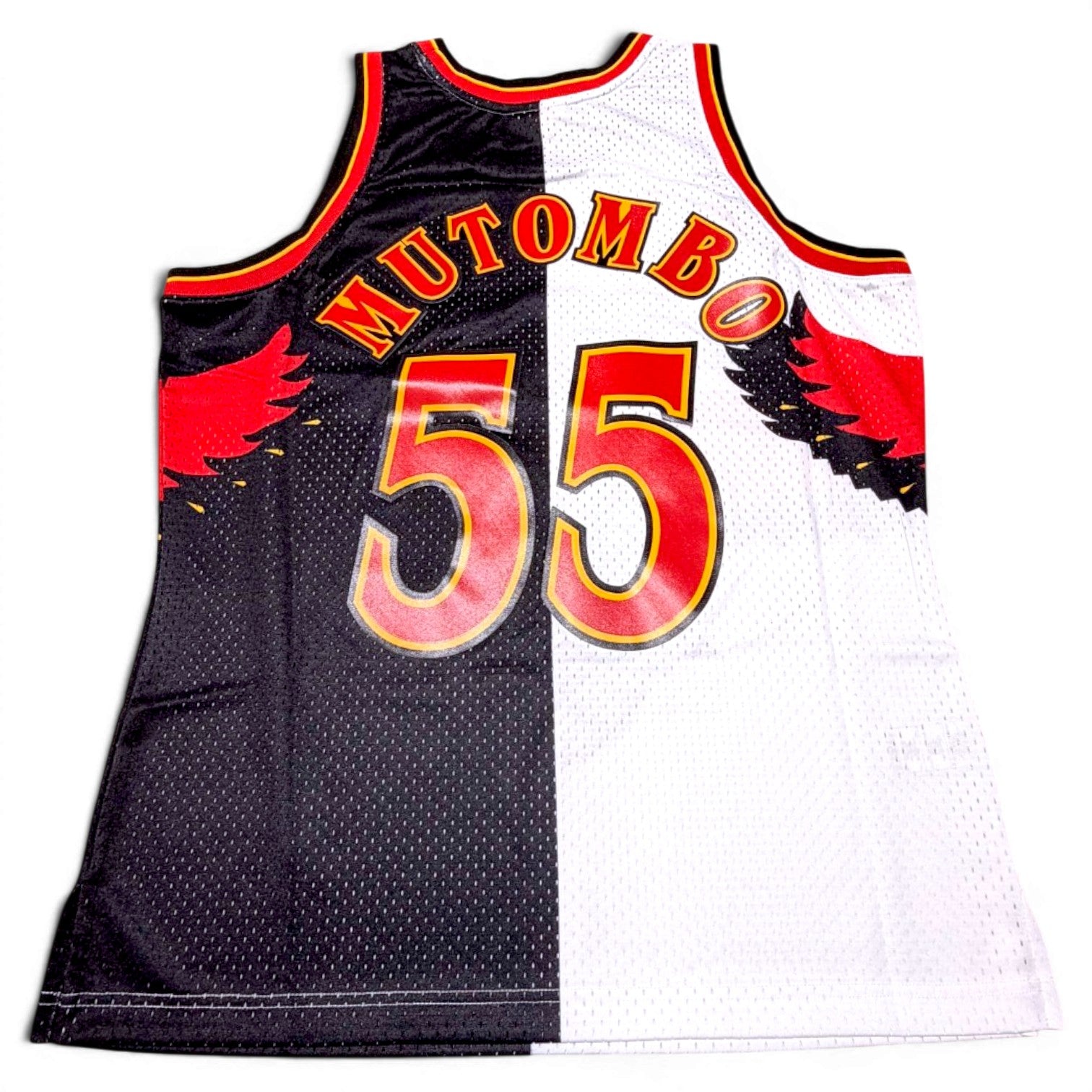 MITCHELL & NESS NBA SPLIT SWINGMAN JERSEY ATLANTA HAWKS 1996 DIKEMBE MUTOMBO
