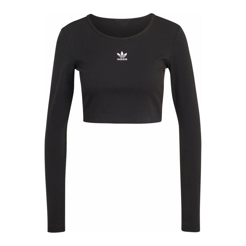 Womens Adidas Essentials Ribbed Crop Long Sleeve Tee 1
