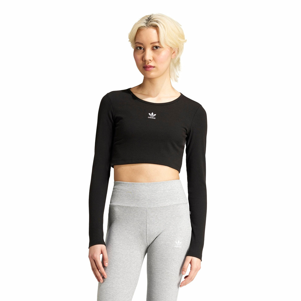 Womens Adidas Essentials Ribbed Crop Long Sleeve Tee 2