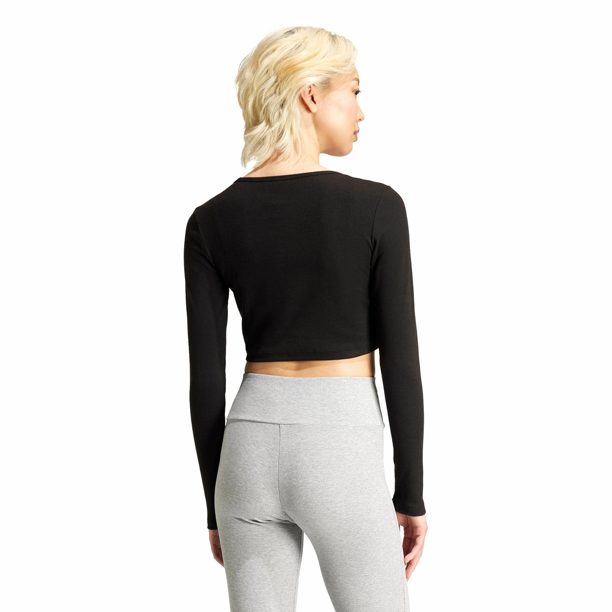 Womens Adidas Essentials Ribbed Crop Long Sleeve Tee 4