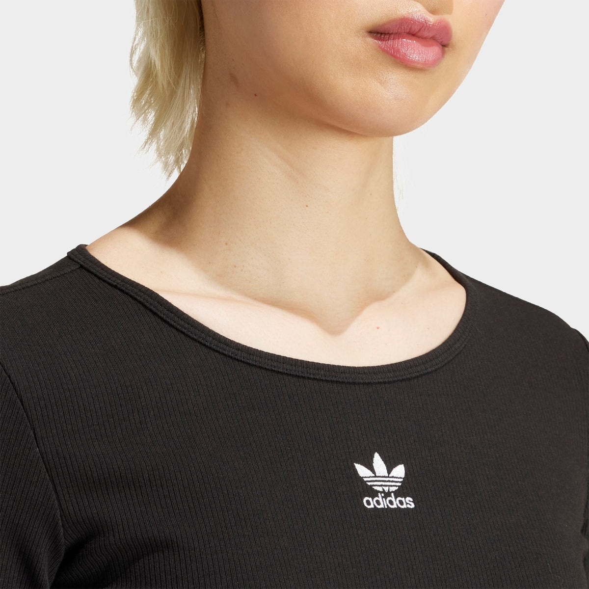 Womens Adidas Essentials Ribbed Crop Long Sleeve Tee 5