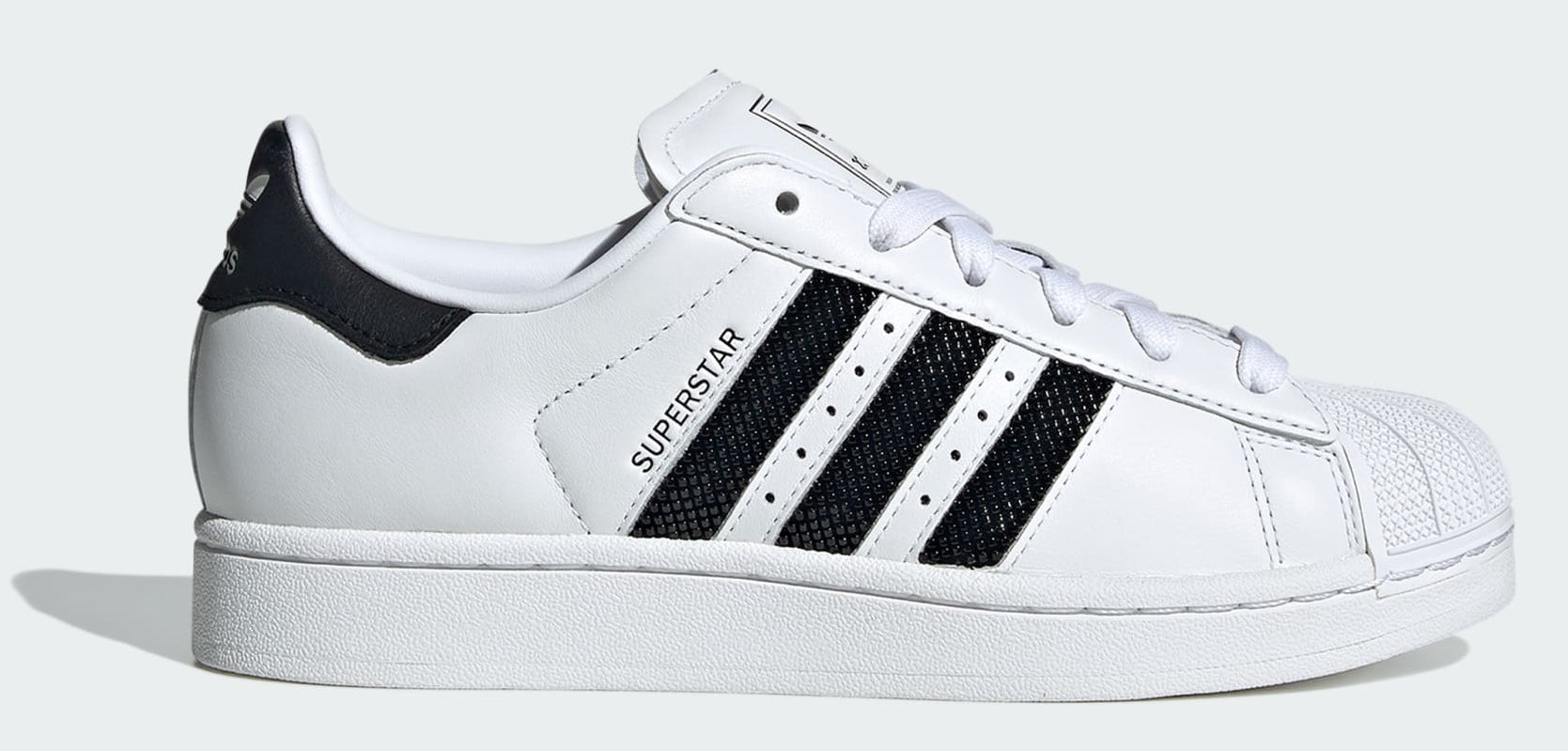 [JP9678] WOMENS ADIDAS SUPERSTAR II 'WHITE BLACK BEADED STRIPES'