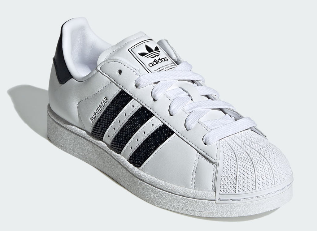 [JP9678] WOMENS ADIDAS SUPERSTAR II 'WHITE BLACK BEADED STRIPES'