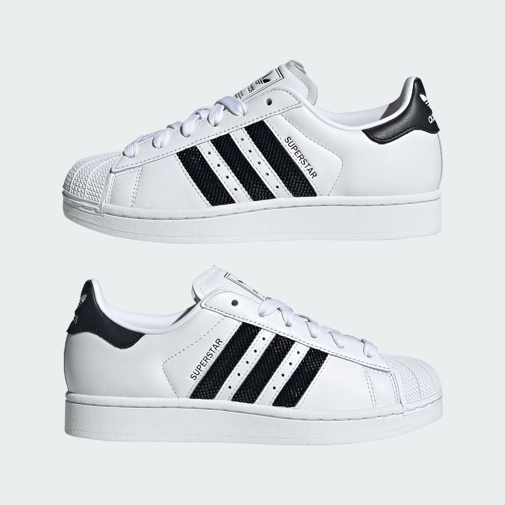 [JP9678] WOMENS ADIDAS SUPERSTAR II 'WHITE BLACK BEADED STRIPES'