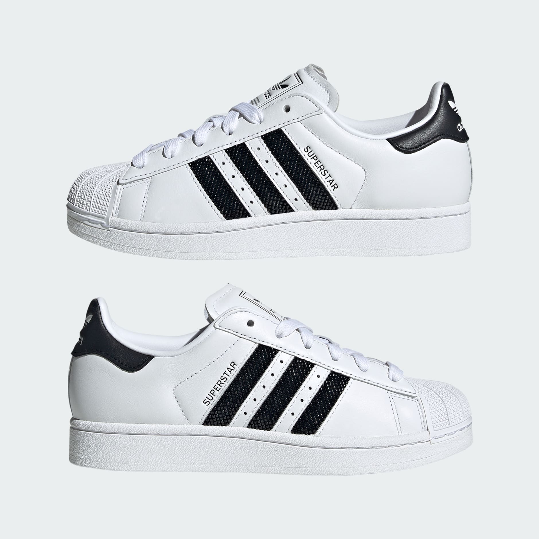 [JP9678] WOMENS ADIDAS SUPERSTAR II 'WHITE BLACK BEADED STRIPES'