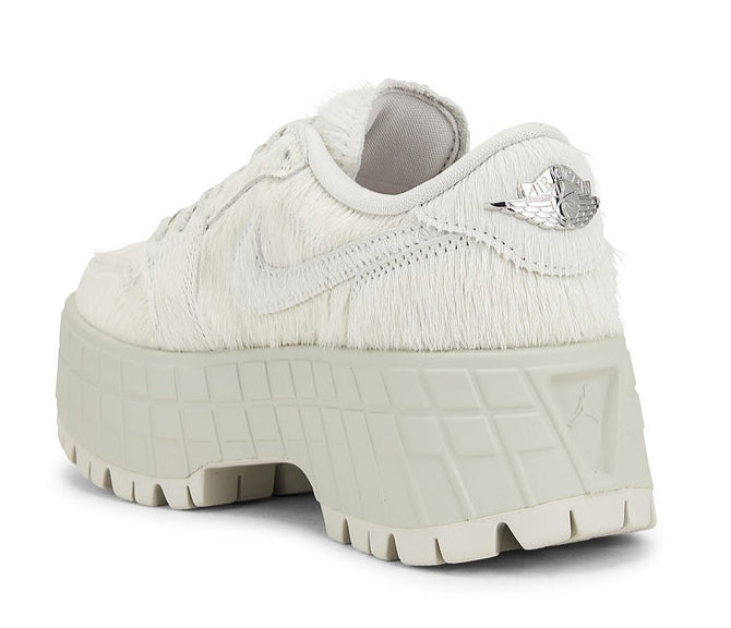 [IB7210-001] WOMENS AIR JORDAN RETRO 1 LOW BROOKLYN 'LIGHT BONE METALLIC SILVER'