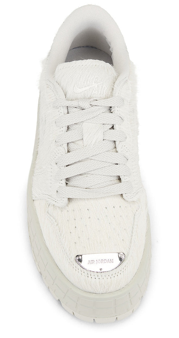 [IB7210-001] WOMENS AIR JORDAN RETRO 1 LOW BROOKLYN 'LIGHT BONE METALLIC SILVER'